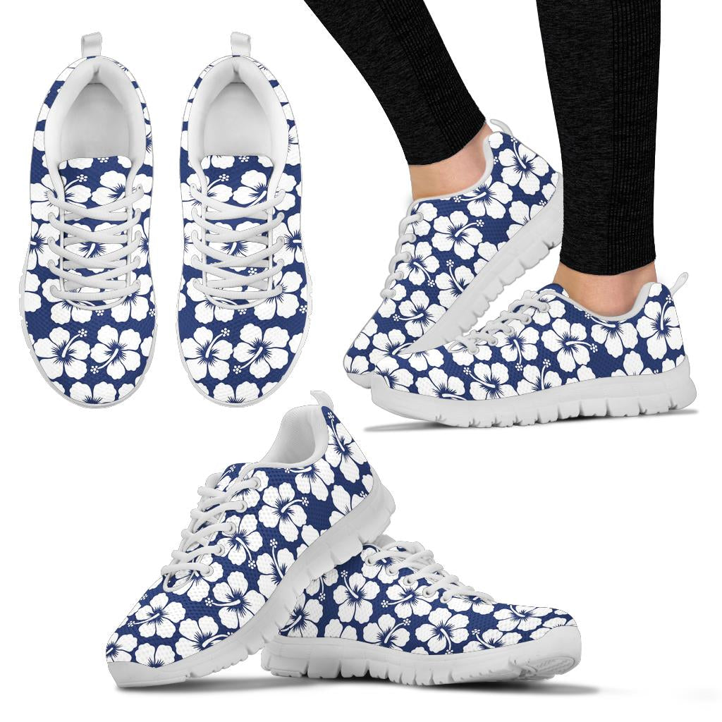 Hibiscus Pattern Print Design HB013 Sneakers White Bottom Shoes