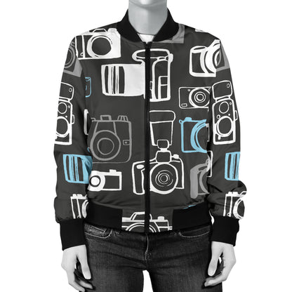 Camera Pattern Print Design 04 Women's Bomber Jacket