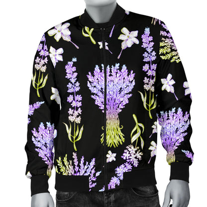 Lavender Pattern Print Design LV04 Men Bomber Jacket