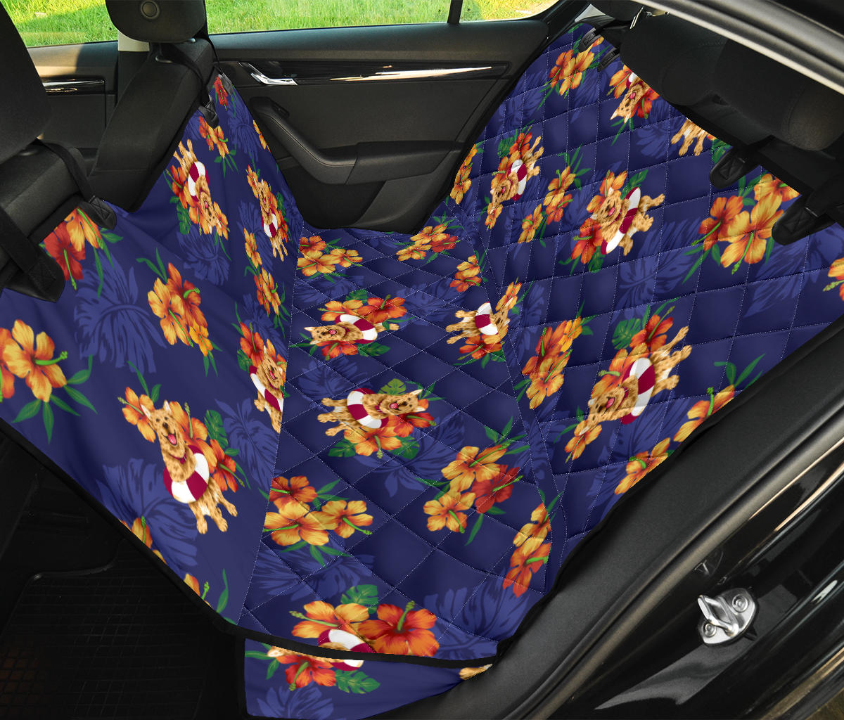 Hawaiian Themed Pattern Print Design H02 Rear Dog  Seat Cover