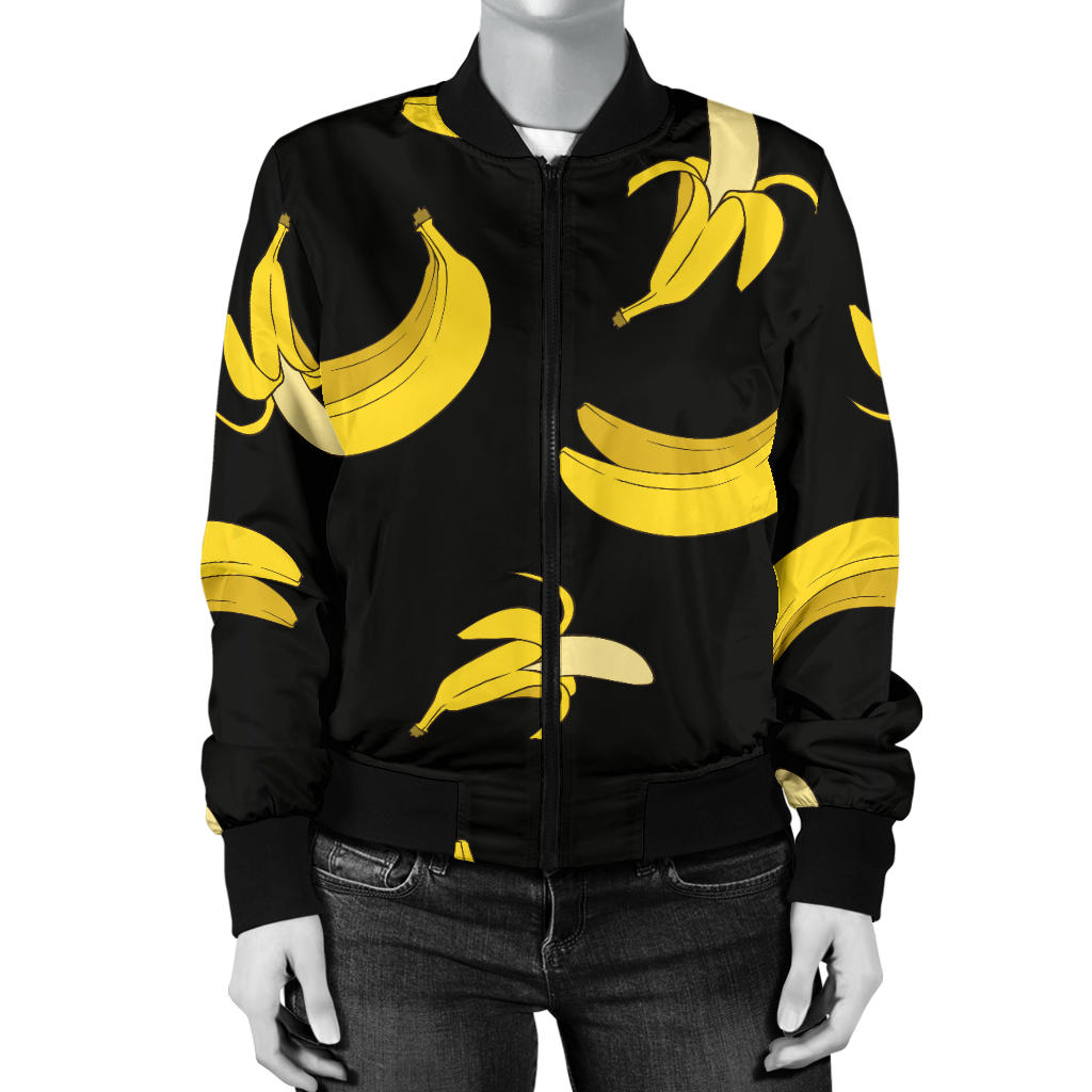 Banana Pattern Print Design BA05 Women Bomber Jacket