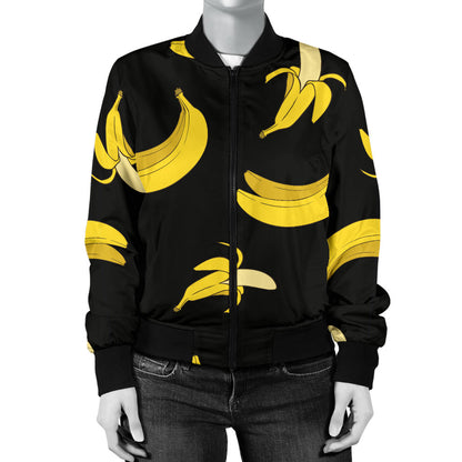 Banana Pattern Print Design BA05 Women Bomber Jacket
