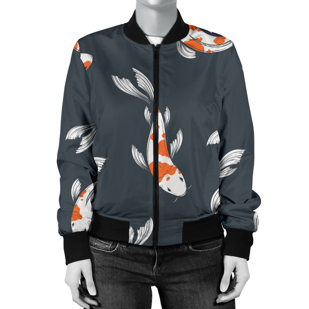 KOI Fish Pattern Print Design 04 Women's Bomber Jacket