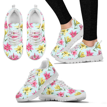 Lily Pattern Print Design LY010 Sneakers White Bottom Shoes