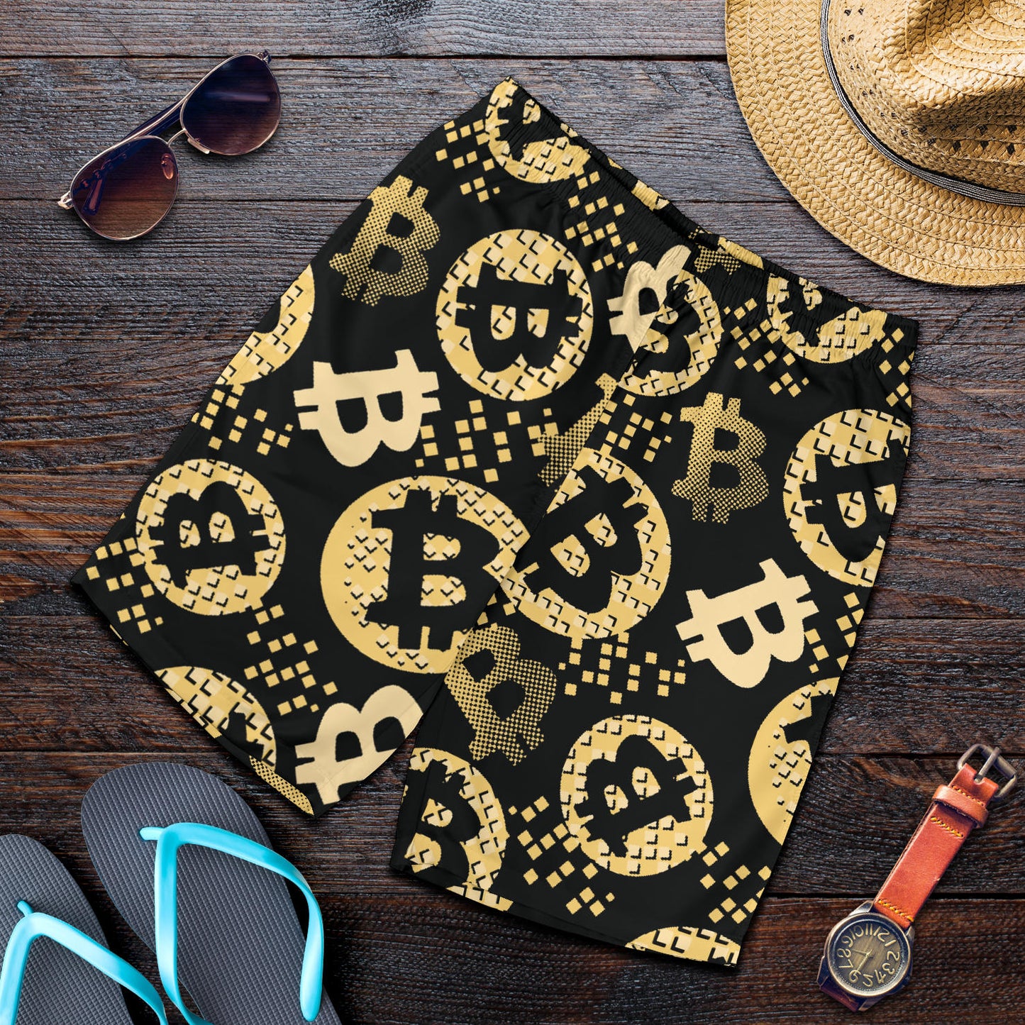 Bitcoin Pattern Print Design DO06 Mens Shorts