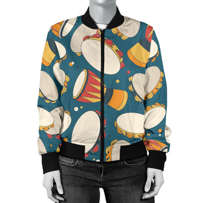 Tambourine Pattern Print Design 01 Women's Bomber Jacket