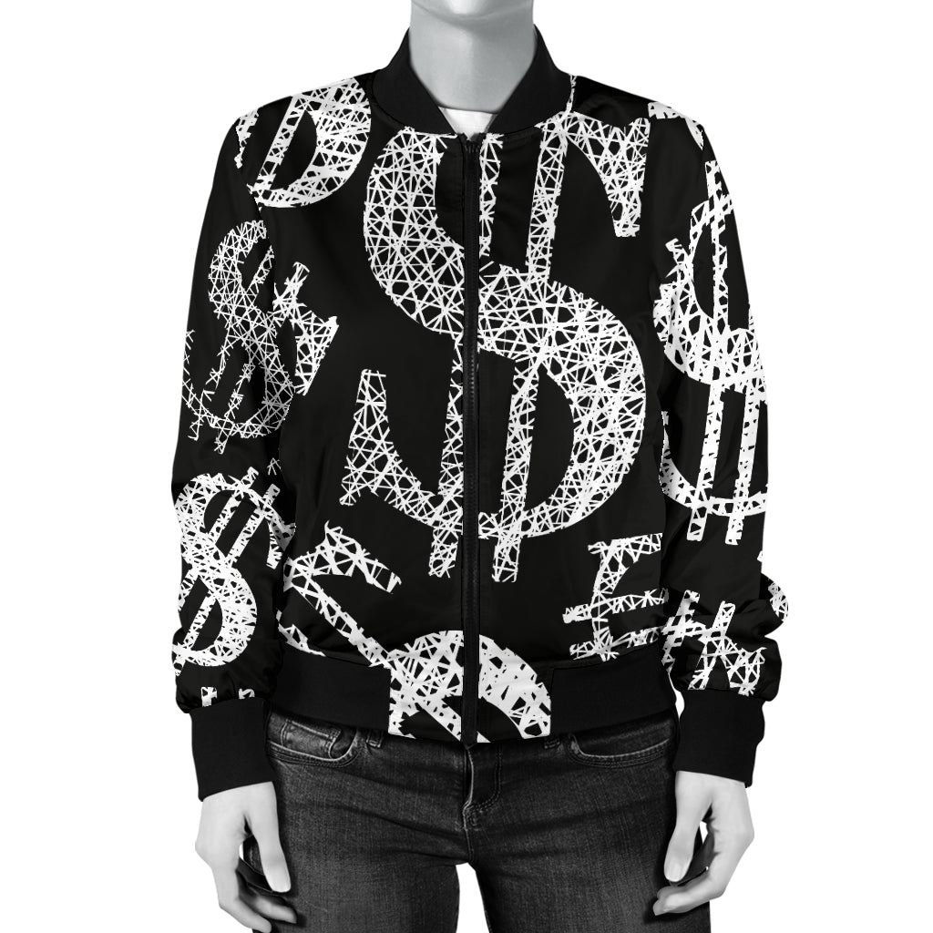 Money Pattern Print Design 02 Women's Bomber Jacket