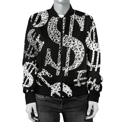 Money Pattern Print Design 02 Women's Bomber Jacket