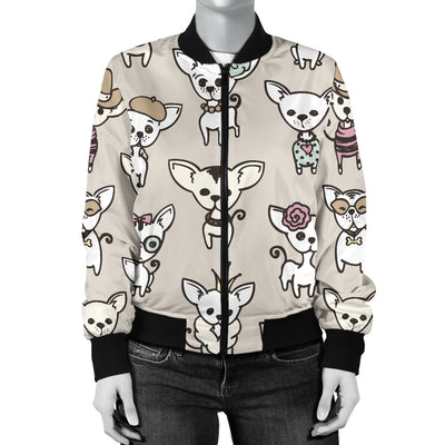 Chihuahua Pattern Print Design 02 Women's Bomber Jacket