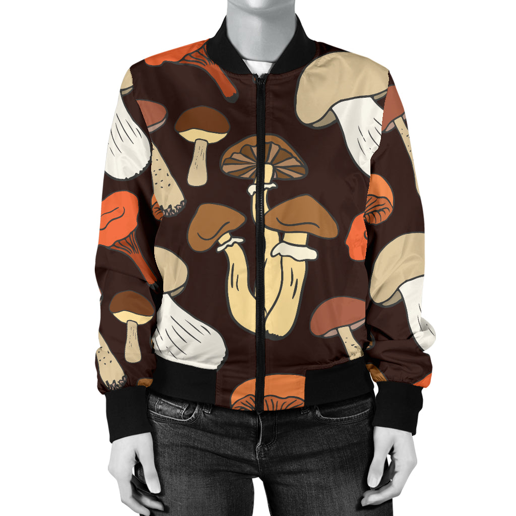 Mushroom Pattern Print Design A05 Women's Bomber Jacket