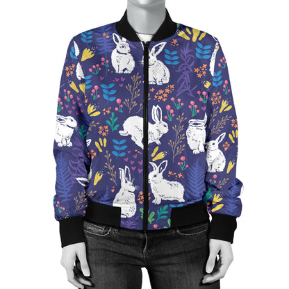 Bunny Pattern Print Design 01 Women's Bomber Jacket