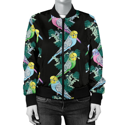 Budgerigar Pattern Print Design 03 Women's Bomber Jacket