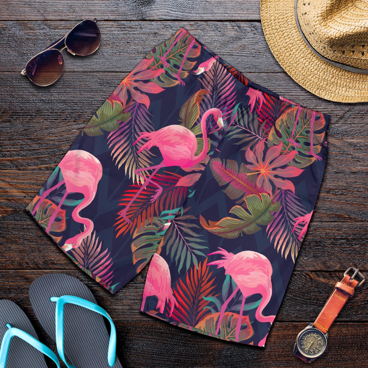 Flamingo Tropical Pattern Mens Shorts