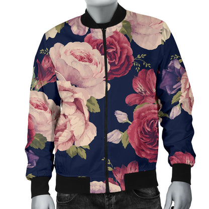 Peony Pattern Print Design PE03 Men Bomber Jacket