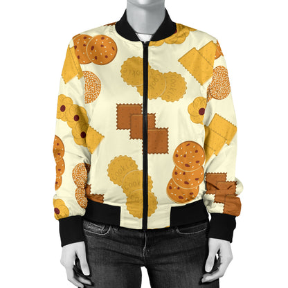 Cookie Pattern Print Design 06 Women's Bomber Jacket