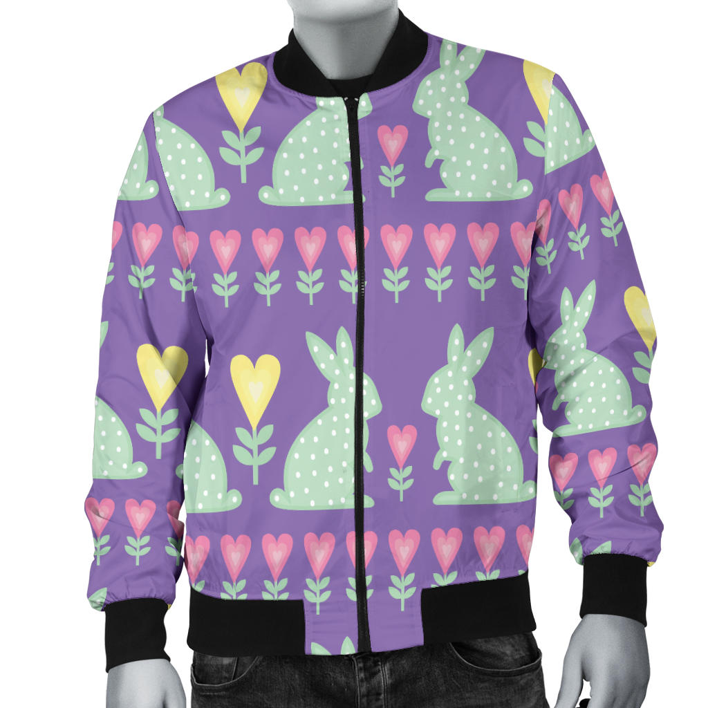 Rabbit Pattern Print Design RB01 Men Bomber Jacket