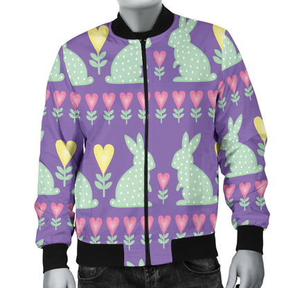 Rabbit Pattern Print Design RB01 Men Bomber Jacket