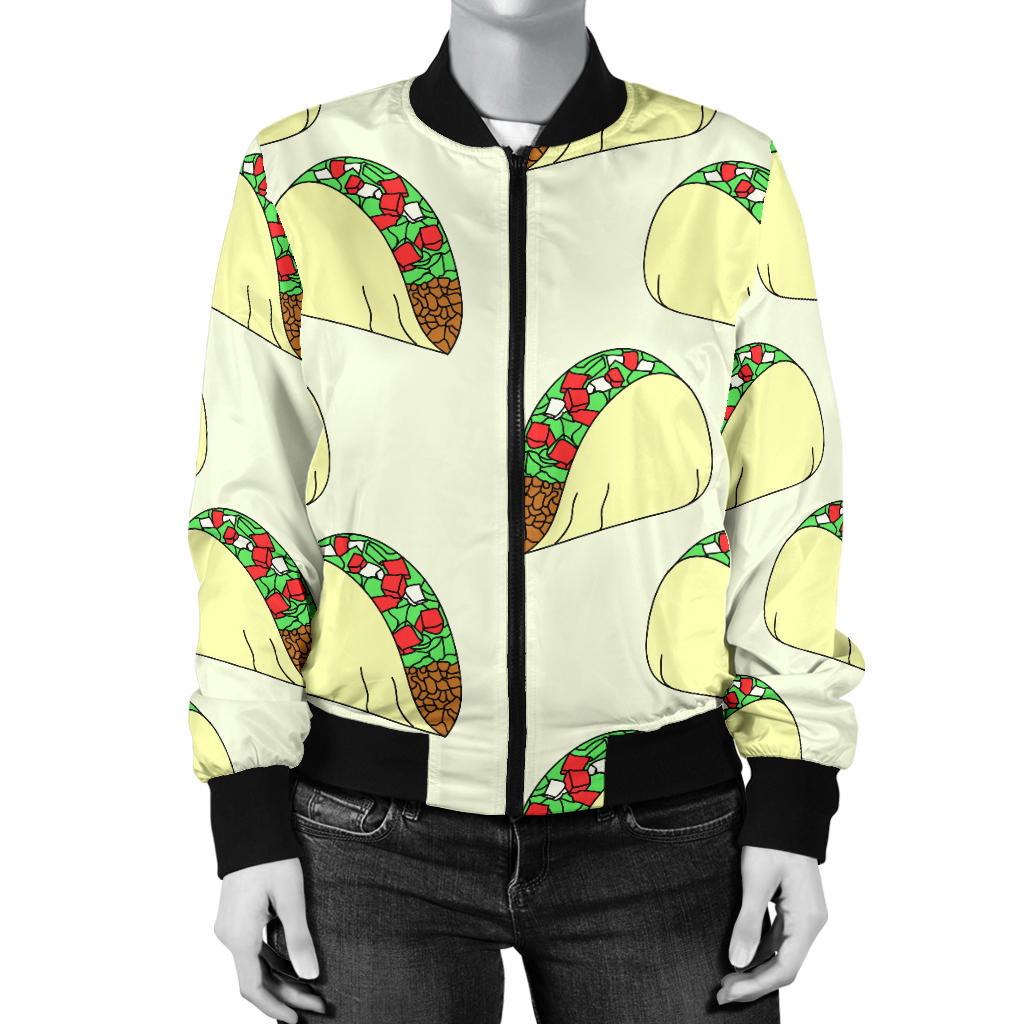 Taco Pattern Print Design TC05 Women Bomber Jacket