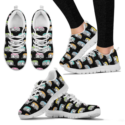 Camper Pattern Camping Themed No 2 Print Sneakers White Bottom Shoes
