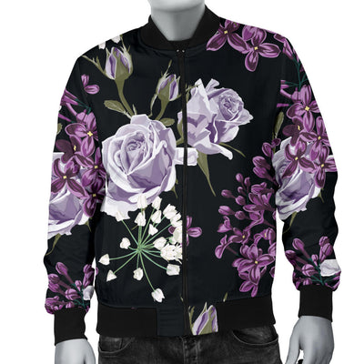 Lilac Pattern Print Design LI04 Men Bomber Jacket