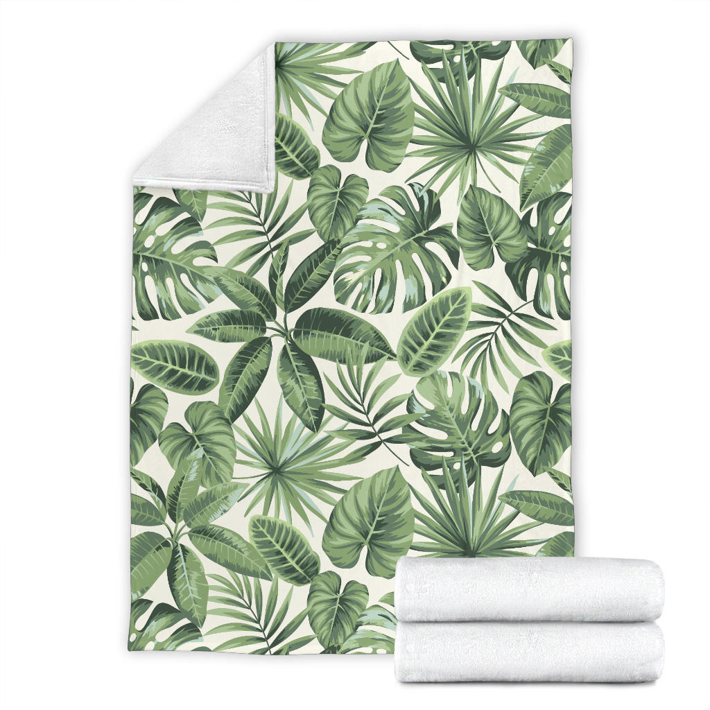 Palm Leaves Pattern Print Design PL014 Fleece Blanket