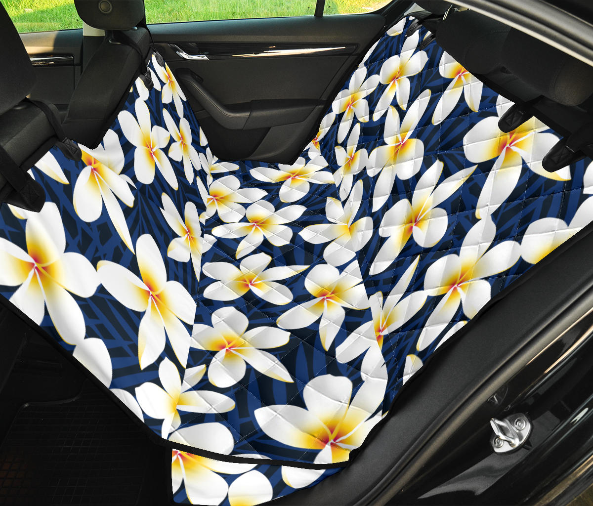 Plumeria Pattern Print Design PM026 Rear Dog  Seat Cover