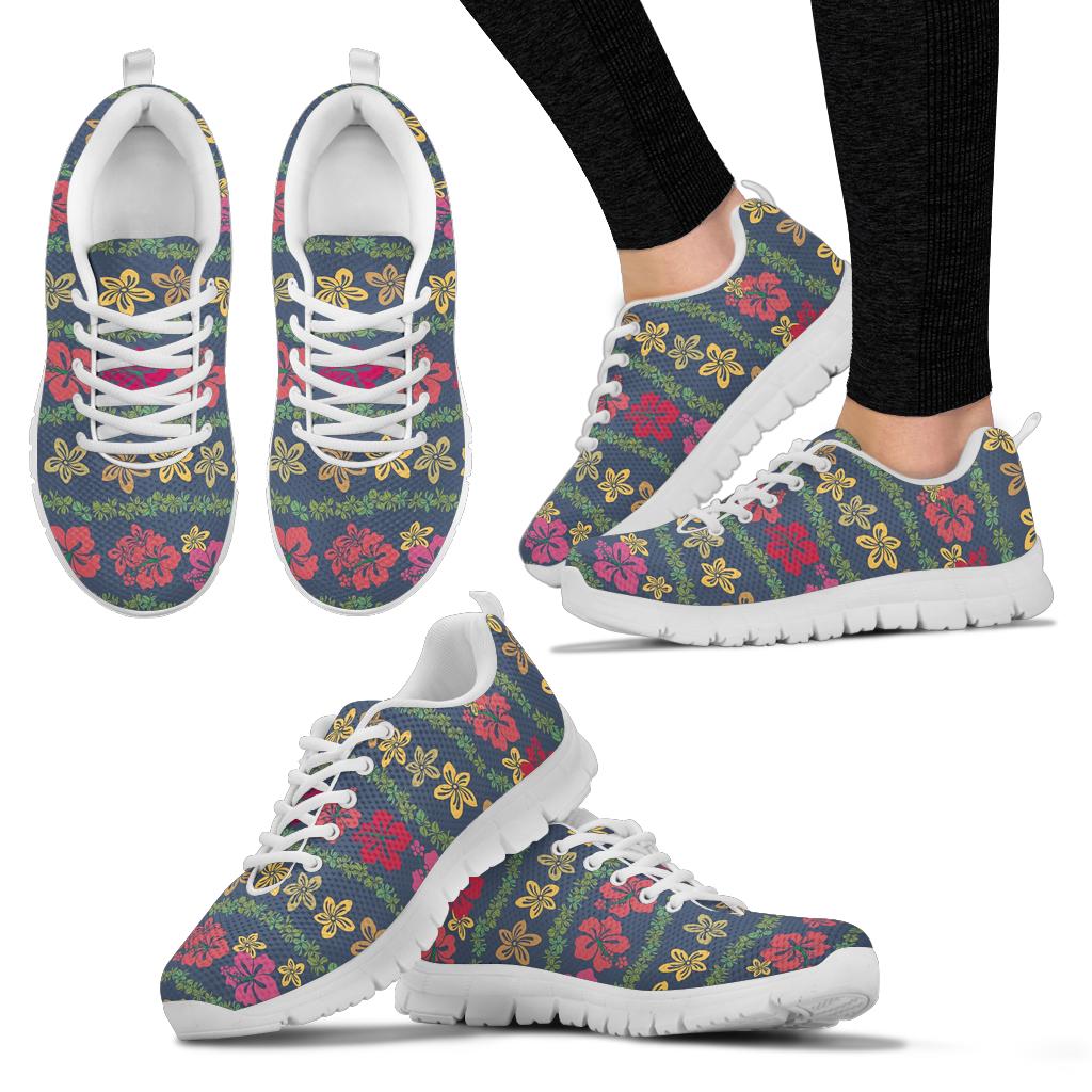 Hawaiian Themed Pattern Print Design H018 Sneakers White Bottom Shoes