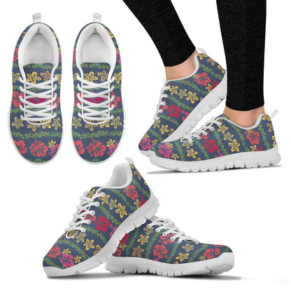 Hawaiian Themed Pattern Print Design H018 Sneakers White Bottom Shoes