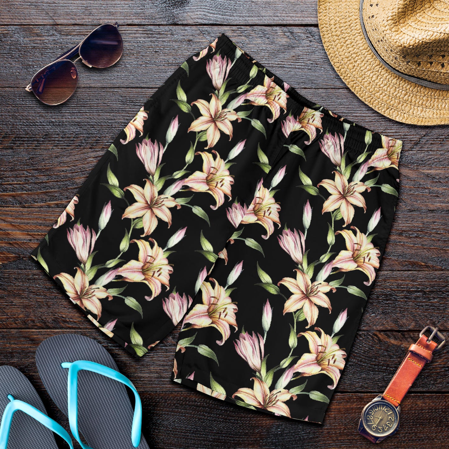 Lily Pattern Print Design LY05 Mens Shorts
