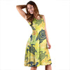 Hawaiian Turtle Tribal Design Print Midi Dress