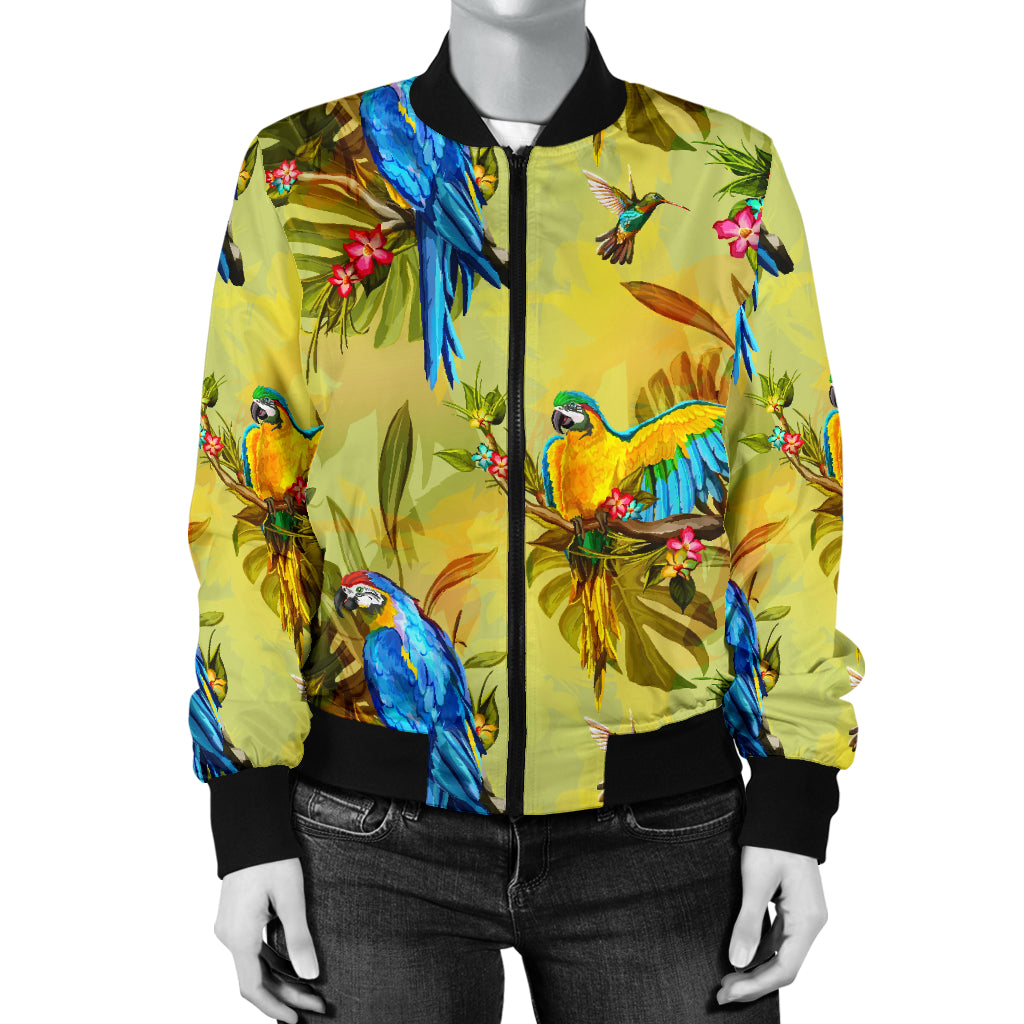 Parrot Pattern Print Design A02 Women's Bomber Jacket