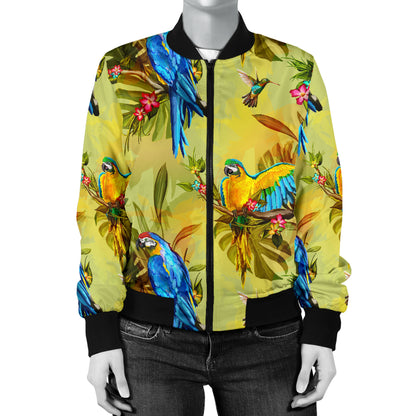 Parrot Pattern Print Design A02 Women's Bomber Jacket