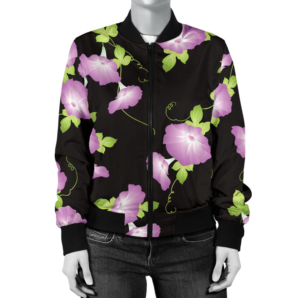 Morning Glory Pattern Print Design MG02 Women Bomber Jacket