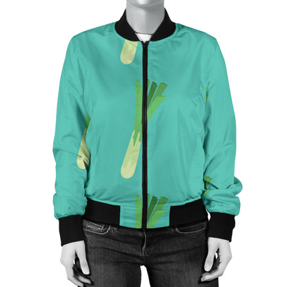 Leek Pattern Print Design 01 Women's Bomber Jacket