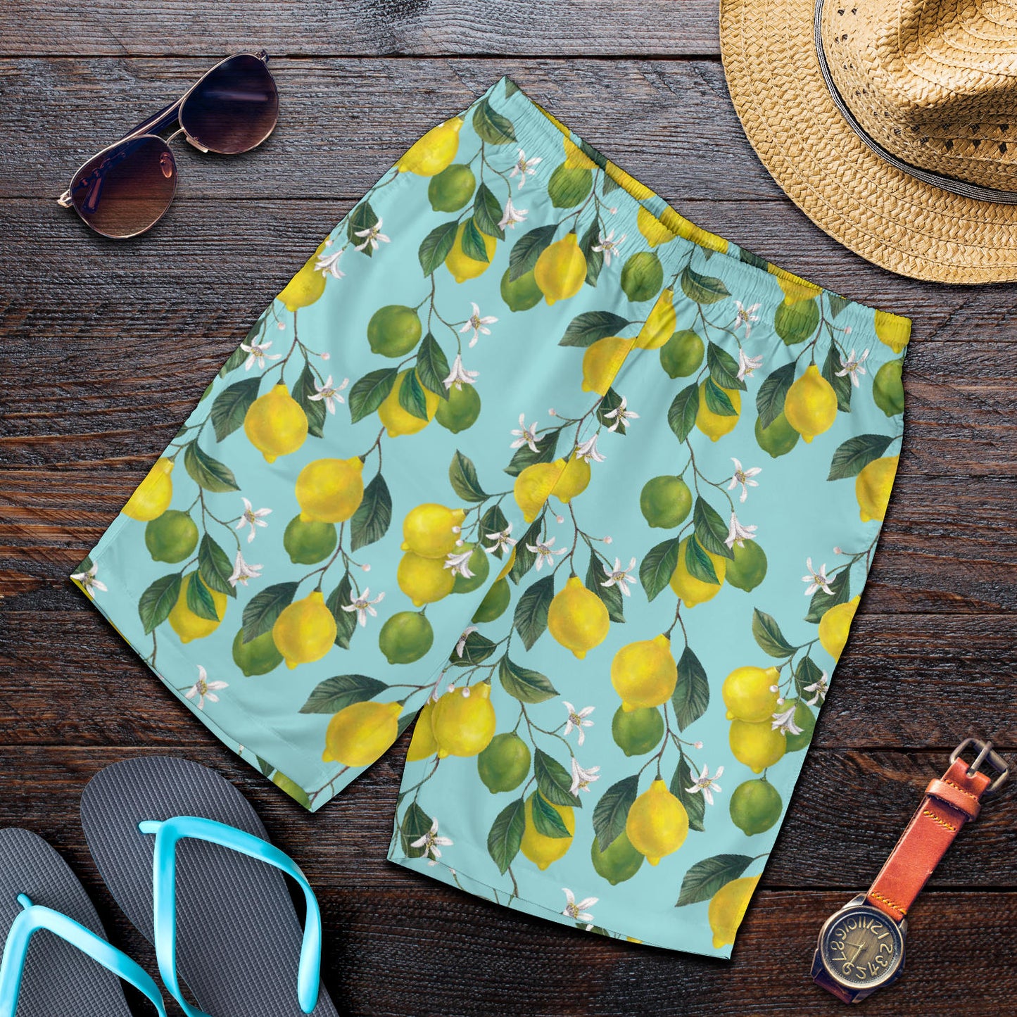 Lemon Pattern Print Design LM05 Mens Shorts