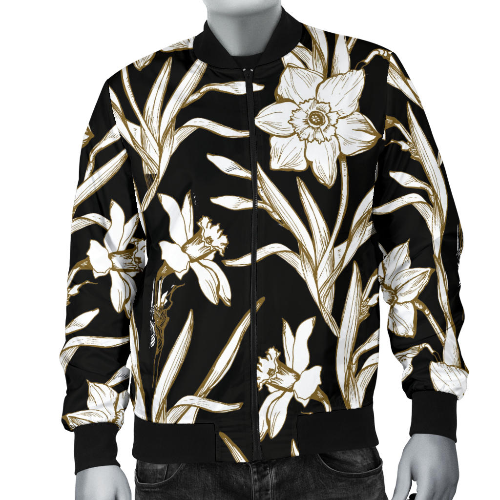 Daffodils Pattern Print Design DF06 Men Bomber Jacket