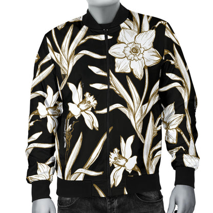 Daffodils Pattern Print Design DF06 Men Bomber Jacket