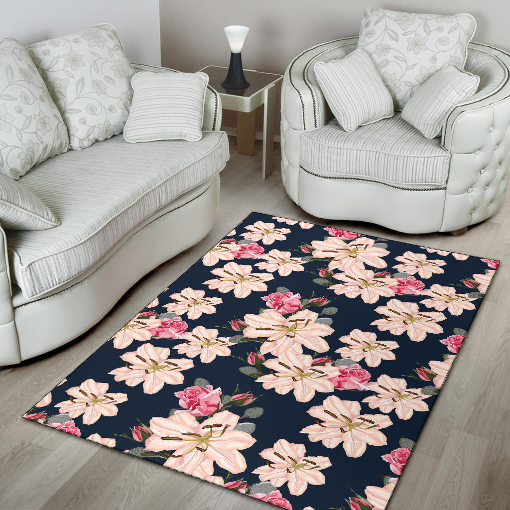 Lily Pattern Print Design LY04 Area Rugs