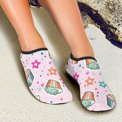 Cupcake Pattern Print Design CP03 Aqua Water Shoes