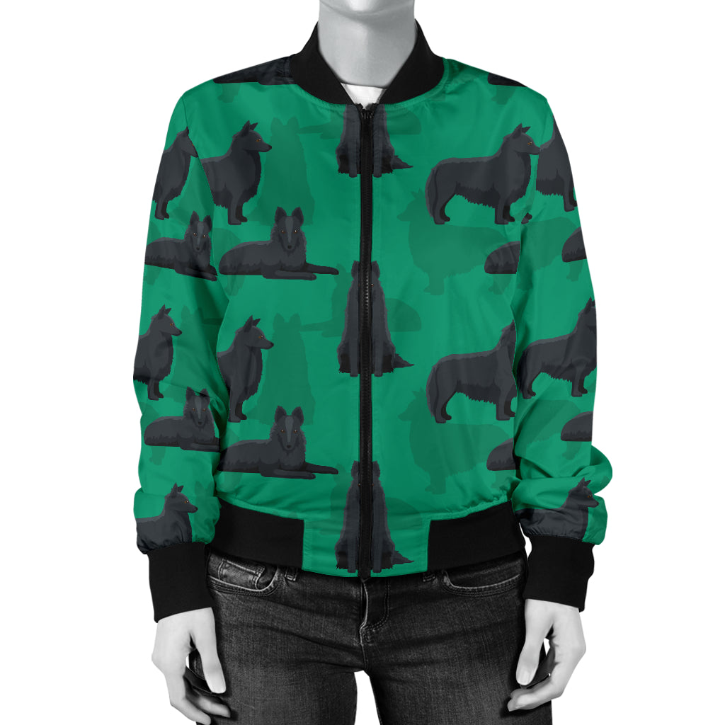 Belgian Sheepdog Pattern Print Design 01 Women's Bomber Jacket