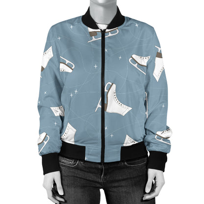 Ice Skate Pattern Print Design 02 Women's Bomber Jacket