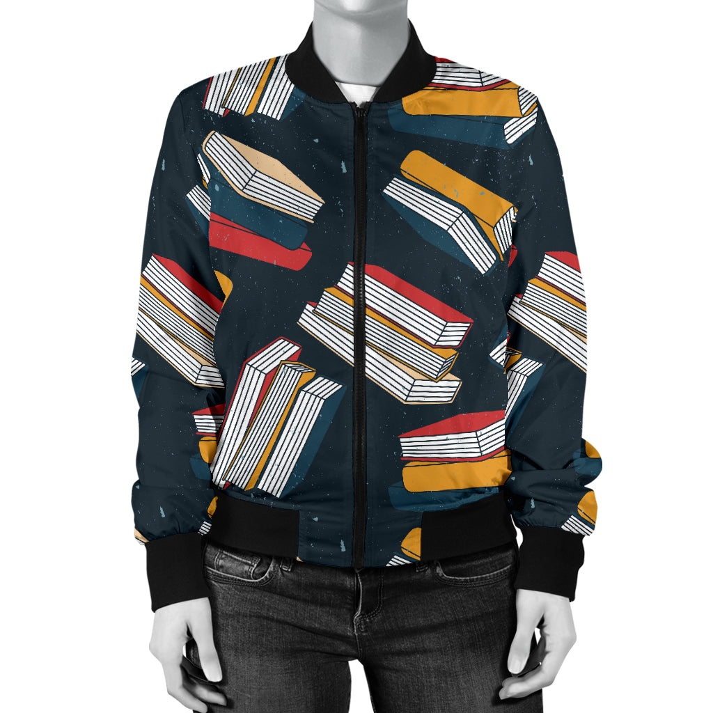 Book Pattern Print Design 07 Women's Bomber Jacket