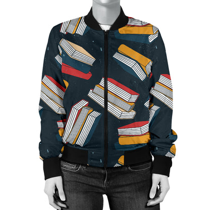 Book Pattern Print Design 07 Women's Bomber Jacket