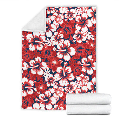 Red Hibiscus Pattern Print Design HB01 Fleece Blanket