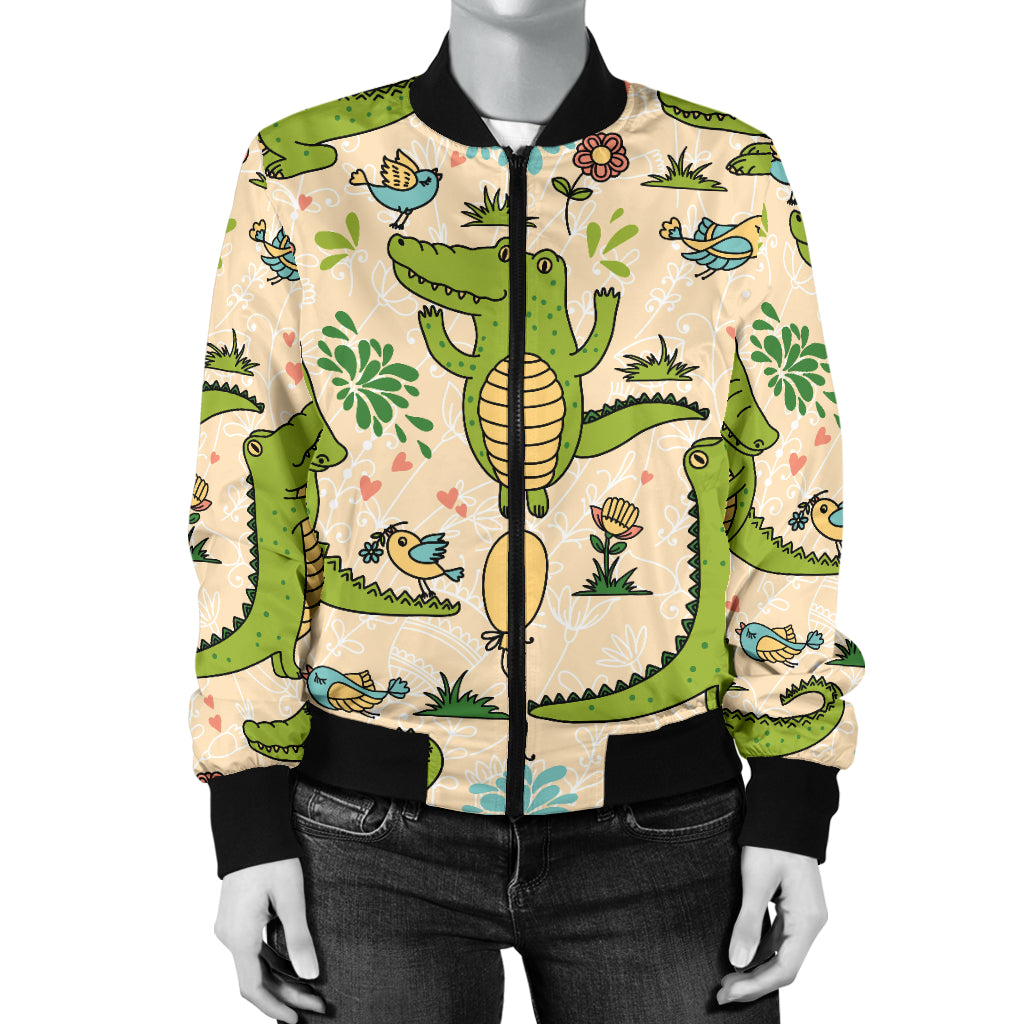 Alligator Pattern Print Design 01 Women's Bomber Jacket