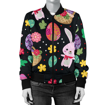 Easter Eggs Pattern Print Design RB05 Women Bomber Jacket