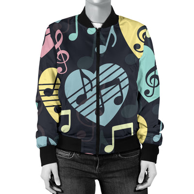 Music note Pattern Print Design A03 Women's Bomber Jacket