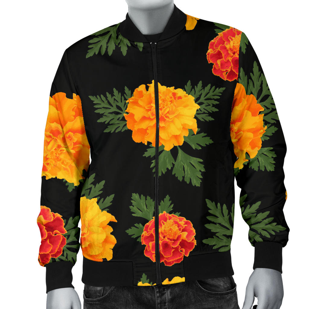 Marigold Pattern Print Design MR05 Men Bomber Jacket