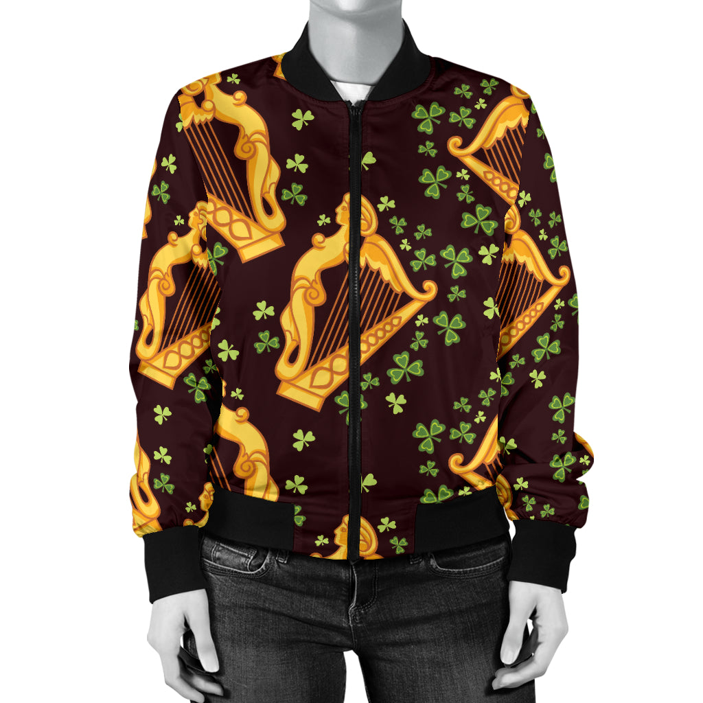 Harp Pattern Print Design 02 Women's Bomber Jacket