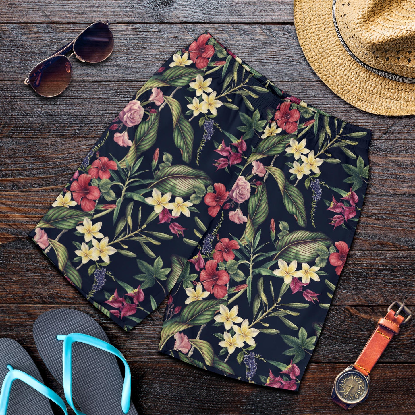 Tropical Flower Pattern Mens Shorts